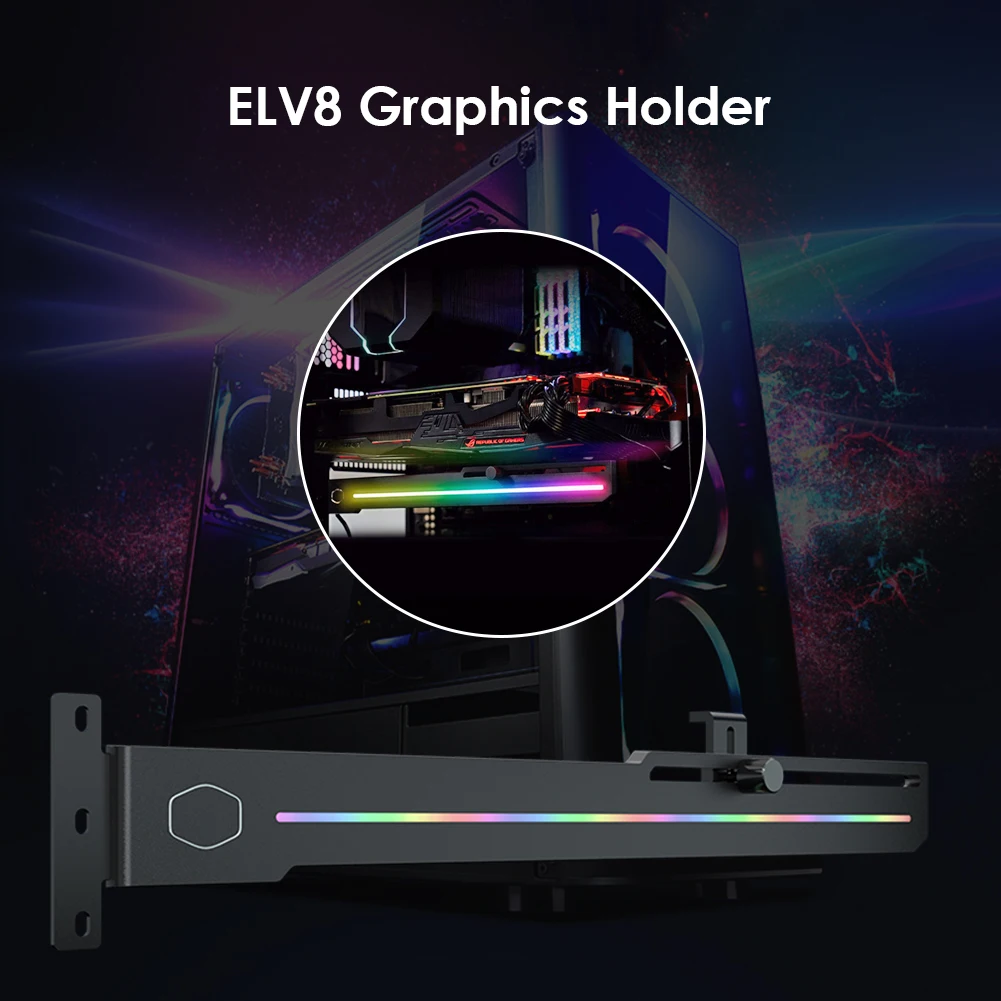 

Вертикальный кронштейн для видеокарты Cooler Master ELV8 ARGB LED, с регулируемой длиной, с 3 контактами