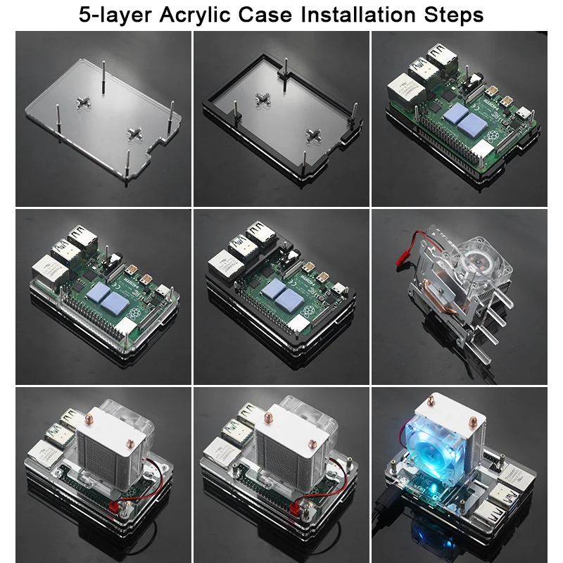 Raspberry Pi 4 Ice Tower охлаждающий вентилятор Супер рассеивание тепла 7 цветов светильник+ акриловый чехол для Raspberry Pi 4B