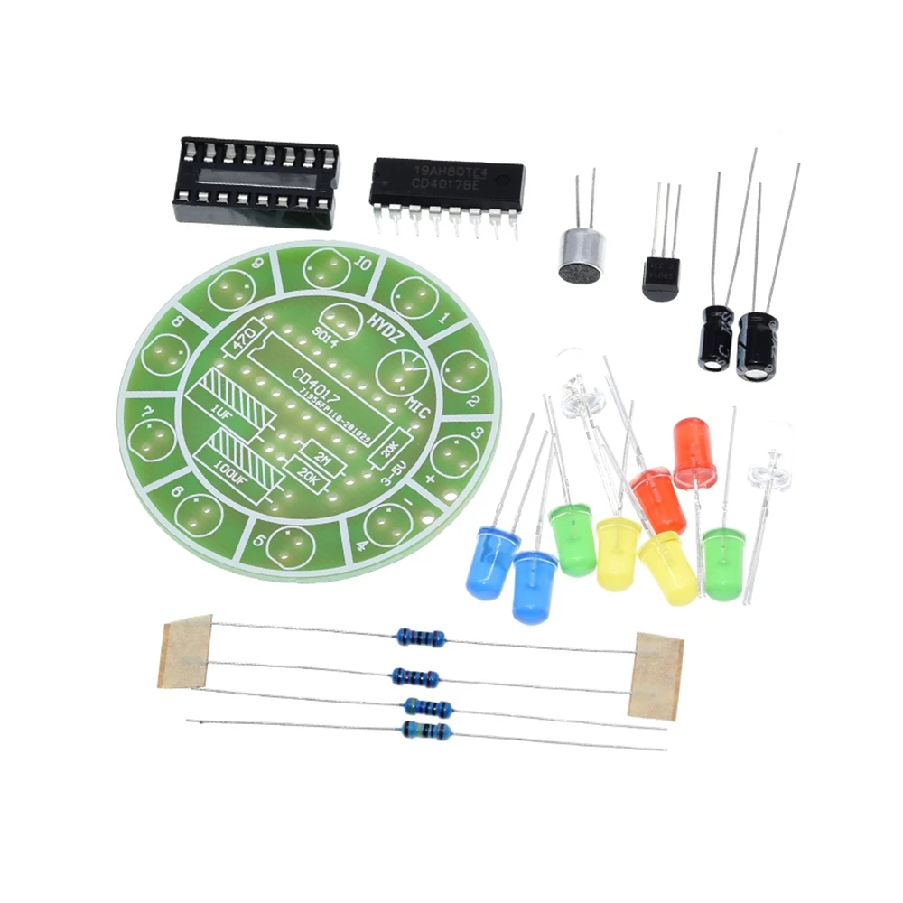 CD4017 colorful voice control rotating LED light diy kit electronic manufacturing spare parts student Laboratory Education Tool |