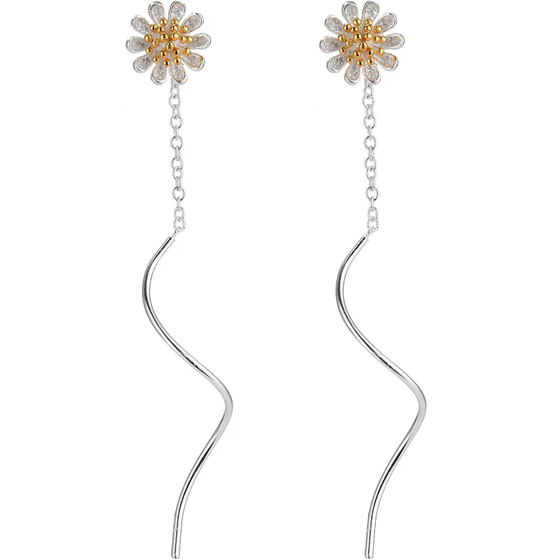 

Женские длинные серьги-подсолнухи REETI, из стерлингового серебра 925 пробы