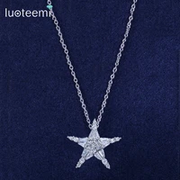 luoteemi fashion newest luxury aaa white cz crystal star pendant necklace party wedding jewelry for women wedding kids christmas