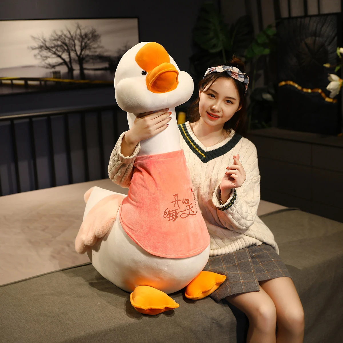 

1Pc Squishmallow Plush Funny Big Size White Goose Plush Toys Cute Swan with Clothes Pillow Stuffed Soft Dolls for Children Gifts