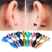 titanium screw design stud earrings for women men girls boys punk hip hop style statement earrings fashion jewelry gifts