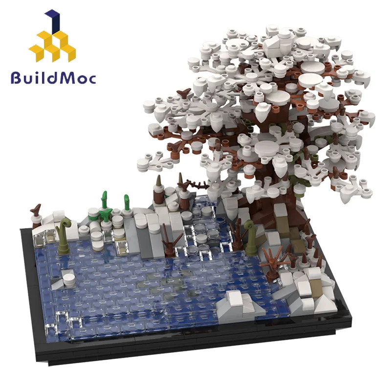 

Buildmoc, Рождественская елка на озере, Зимняя модель, строительные блоки, идеи для друзей, детские игрушки, подарок для детей, 854 шт.