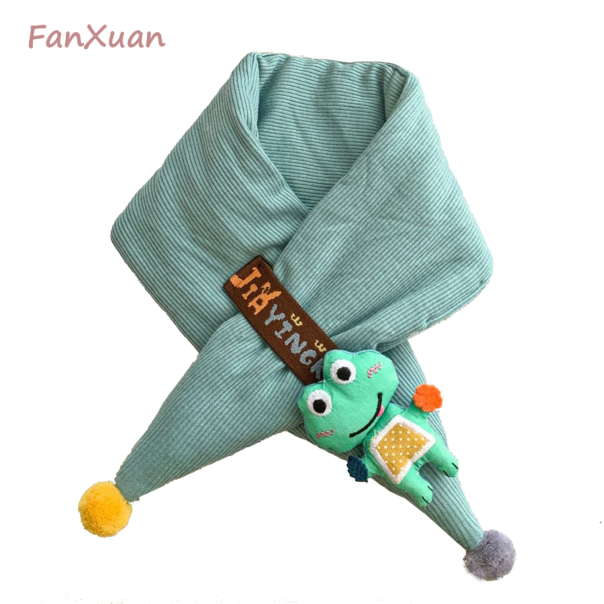 

Cute Frog Scarf for Baby Girl Boy Children's Scarf Winter Thicken Quilted Neckerchief Solid Knitted Snood Cartoon Neck Warmer