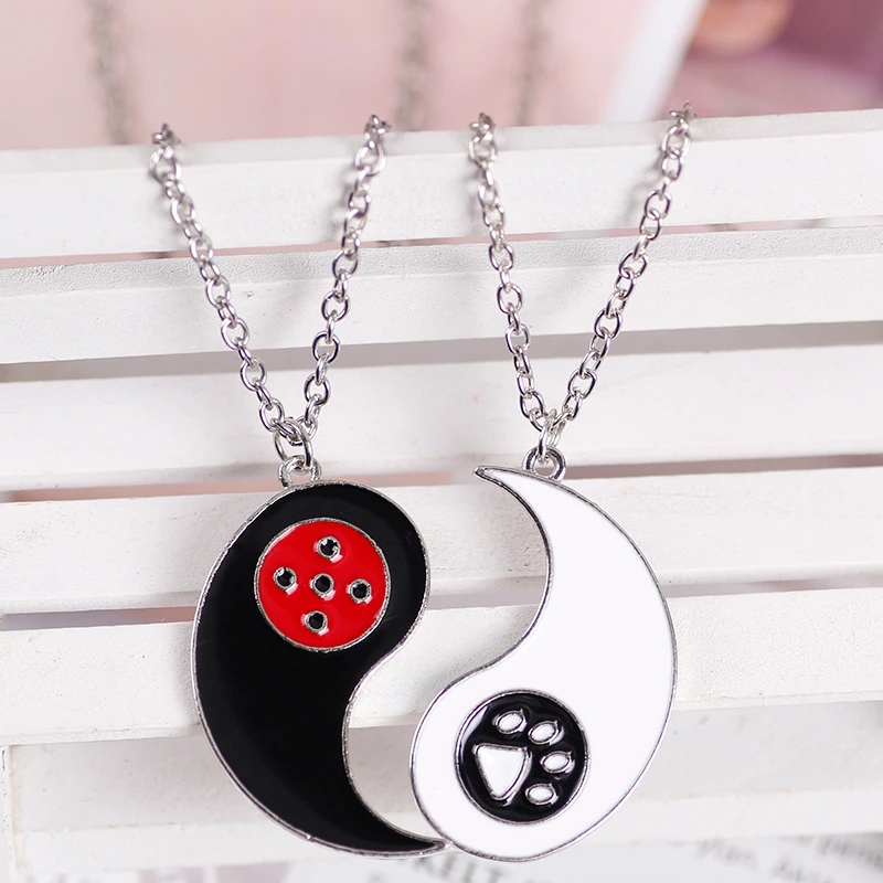 

2021 Creative Miraculous Ladybug Footprint Pendant Necklace Men Women Retro Tai Chi Chinese Couple BFF Friendship Jewelry Gift