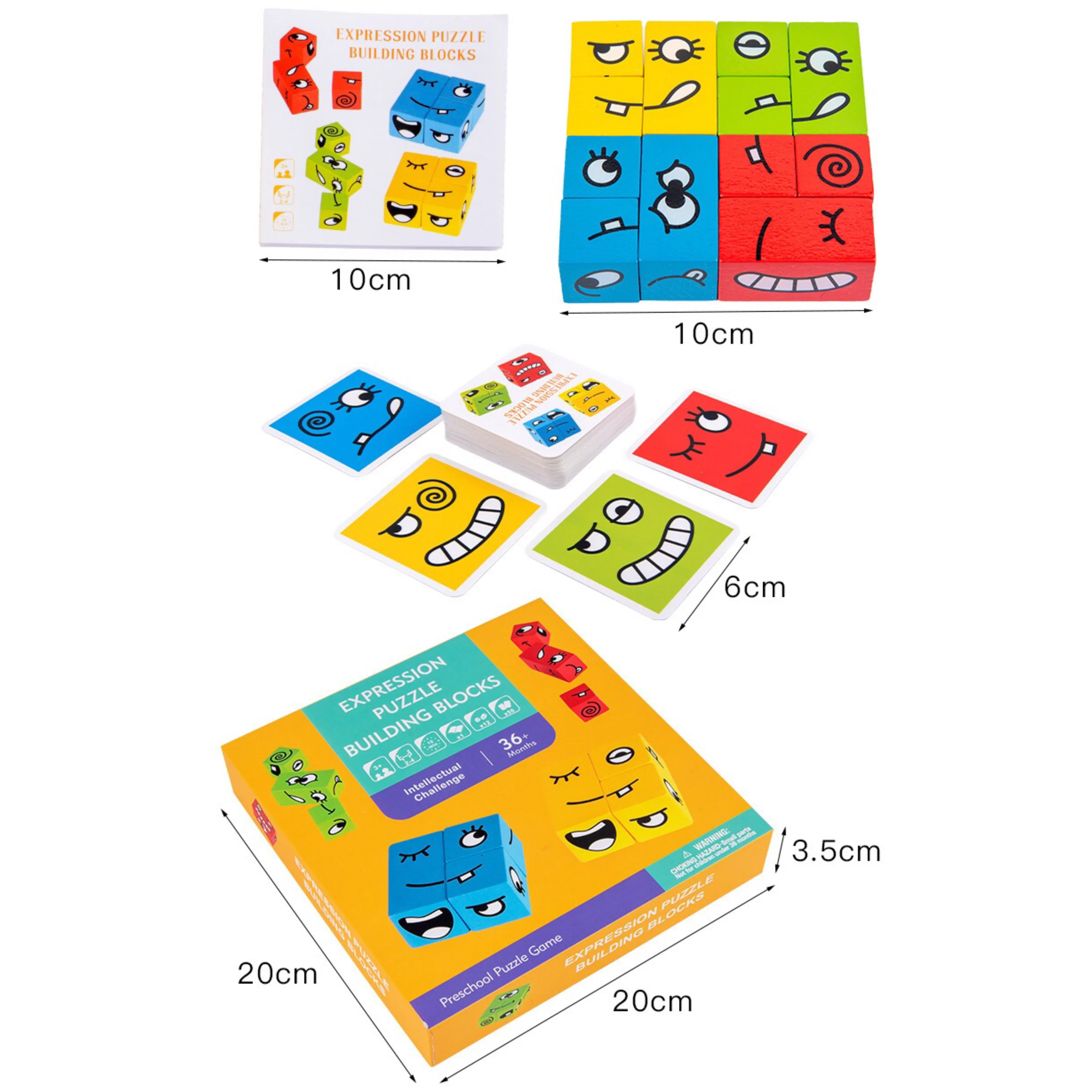 

Montessori Educational Wooden Expression Building Block Toys Early Learning Preschool Teaching Intelligence Match Puzzle for Kid