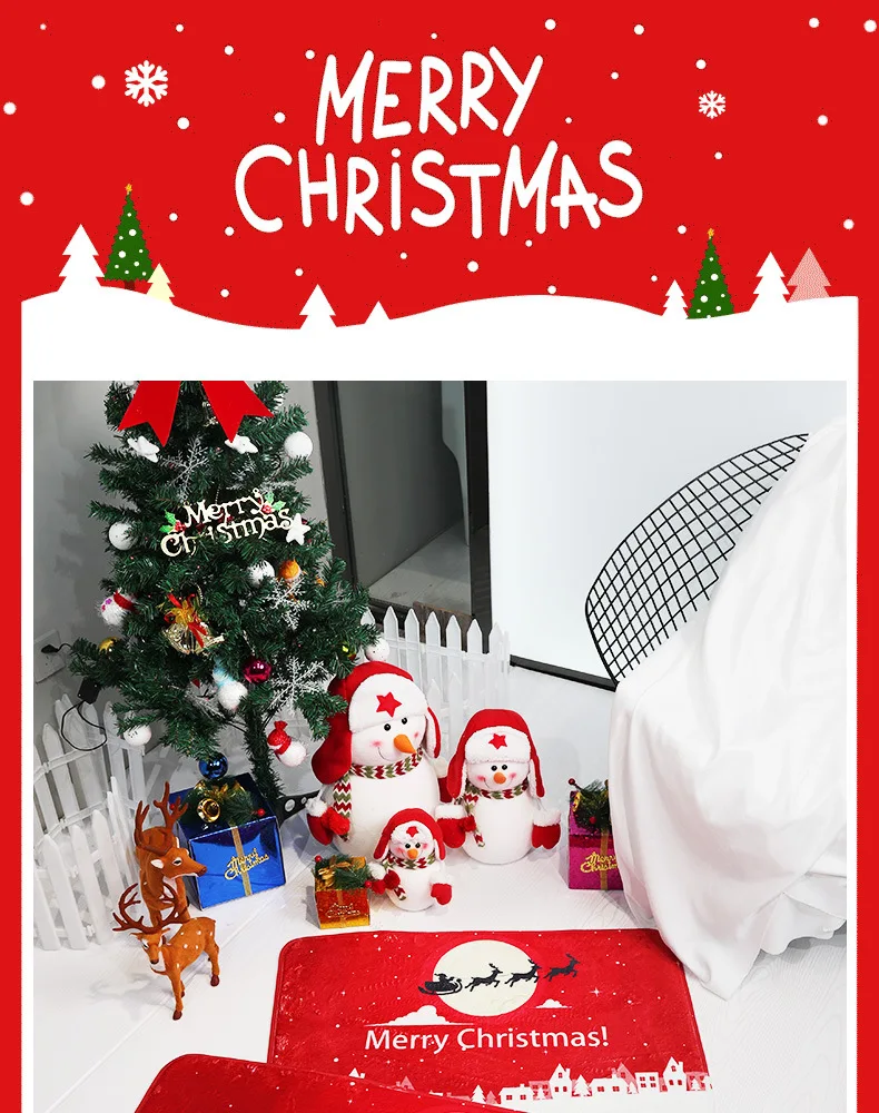 Navidad фланелевый Противоскользящий коврик веселый коврик с рождественским дизайном Дед Мороз напольный ковер для ванной комнаты Рождественское украшение для дома