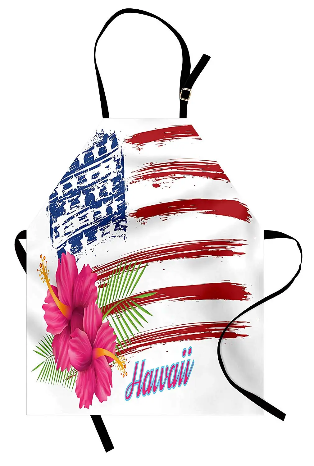 Гавайский фартук Американский Флаг Тема звезды полосы Гибискус листья Гавайи