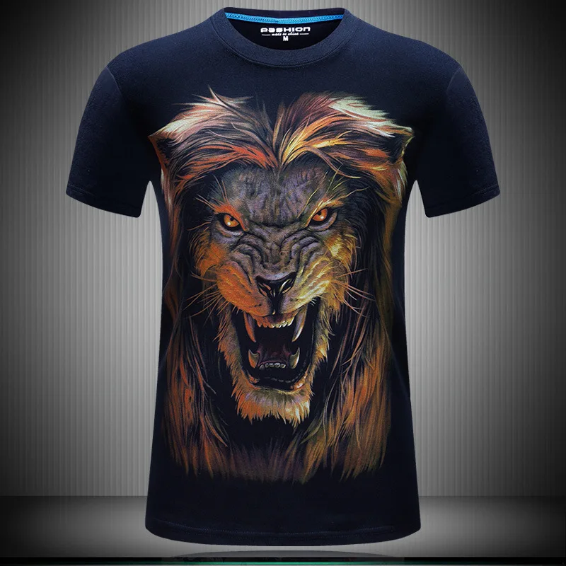 

Casual T-shirt summer hot sale men's short-sleeved fashion 3d printed animal tiger personality top sports quick-drying clothing