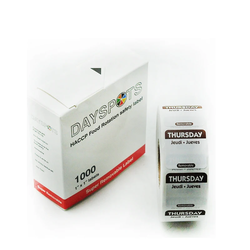 DaySpot HYDS-RL1x1-WEEK съемный клей Labels" X1" дюймов Дата наклейки для хранения еды вращение, 1000 этикеток/рулон
