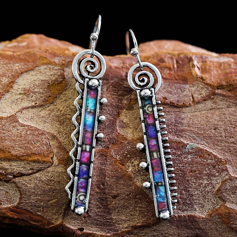 

Vintage Long Statement Earrings For Woman Irregular Geometric Colorful Metal Drop Dangle Earring Female Boho Jewelry Gift D5D456
