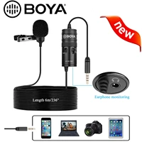 boya by m1m1 pro omnidirectional condenser lavalier microphone broadcast for canon dslr camcorder iphone video vlog camera