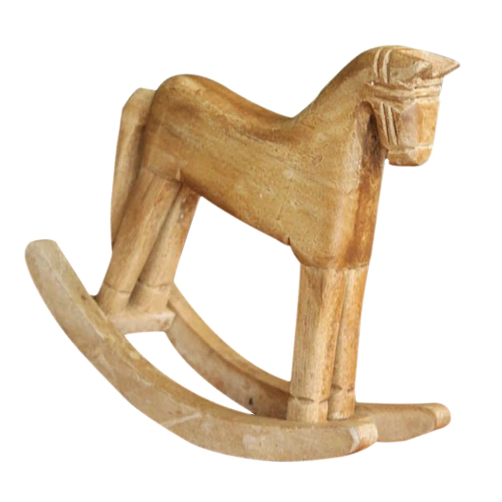 

Wooden Crafts Rocking Horse Adornment Christmas Desk Decoration Balance Art Figurines Home Office Decor