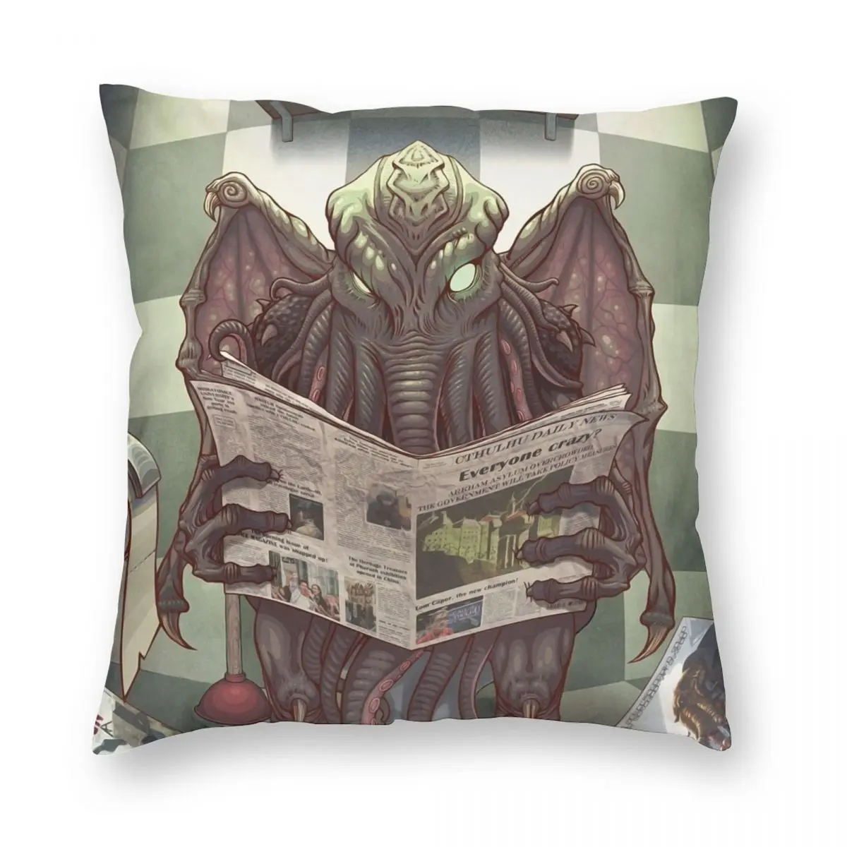 

Funny Cthulhu Poop Pillowcase Printed Polyester Cushion Cover Decoration Lovecraft Monster Pillow Case Cover Seat Square 18''