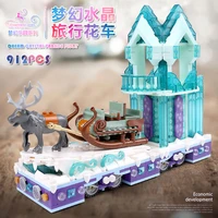 mould king 11002 snow world series girls city friends princess fantasy winter village sleigh building blocks bricks 41166 toy