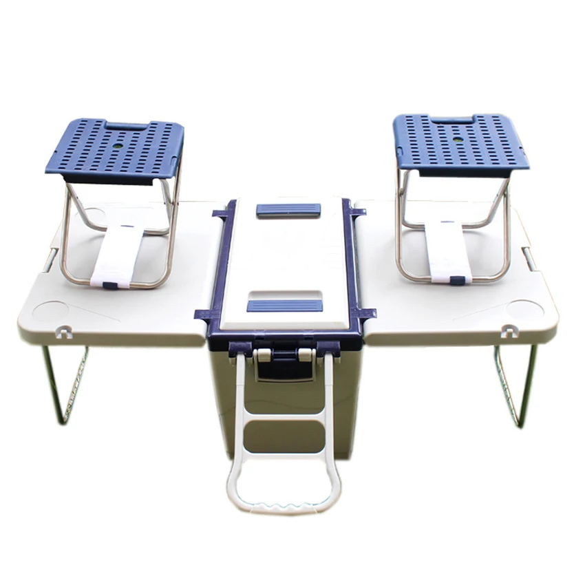 저렴한 접이식 테이블 의자 캠핑 테이블 세트, 휴대용 야외 피크닉 접이식 다기능 테이블 롤링 쿨러 식품 절연 상자