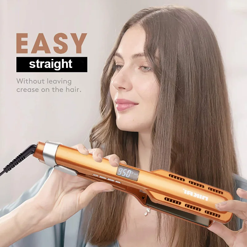 

ENZO Wide Plate Professional Hair Straightener With comb for women styler Smoothing Brush for hair Hair care irons