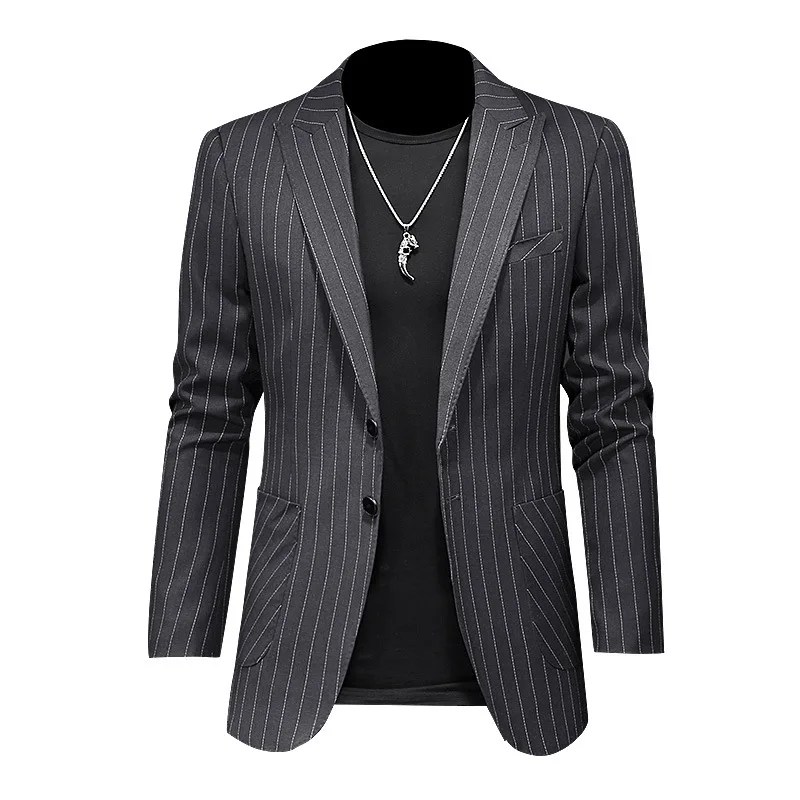 

New men's casual suit large size Korean slim suit coat men's fashion cool striped Blazer single West