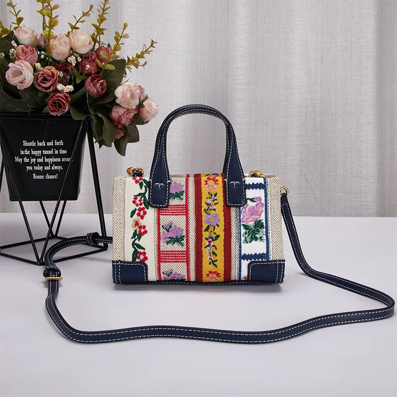 

New style ladies handbags retro woven embroidery handbags ladies messenger bags fashion shoulder bags