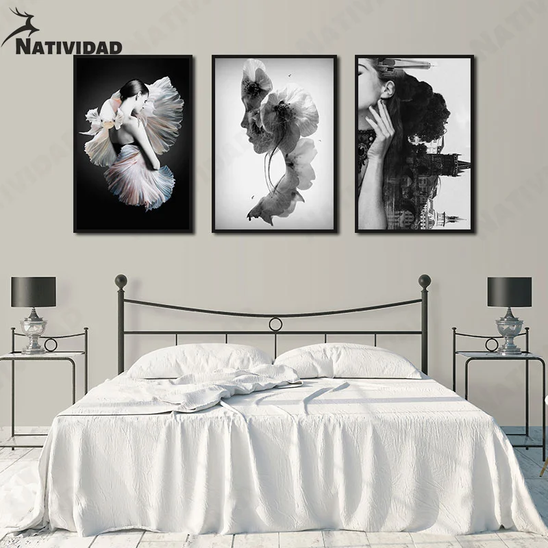 

European Style Print Canvas Painting Home Decoration Retro Flower Girl Unique Personality Decoration Home Art Posters and Prints