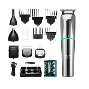 VGR  6 in 1 set electric shaver hair clipper nose hair trimmer hair carving beard trimmer body hair remover USB rechargeable LED
