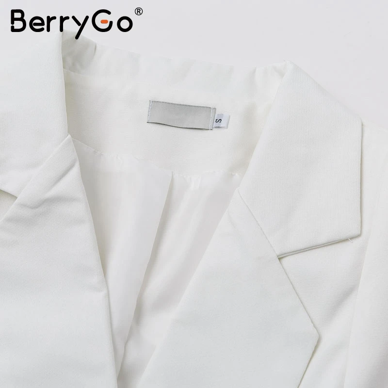 BerryGo Sexy v-neck pocket office ladies blazer Long sleeve high waist elastic female Autumn fashion casual women | Женская одежда