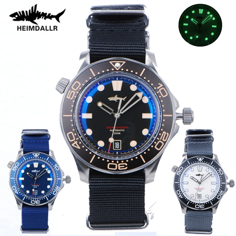 

Heimdallr Titanium 007 Sea Ghost NTTD Men's Diver Watch 20ATM NH35A Automatic Movement Watch C3 Luminous Blue Black White Dial