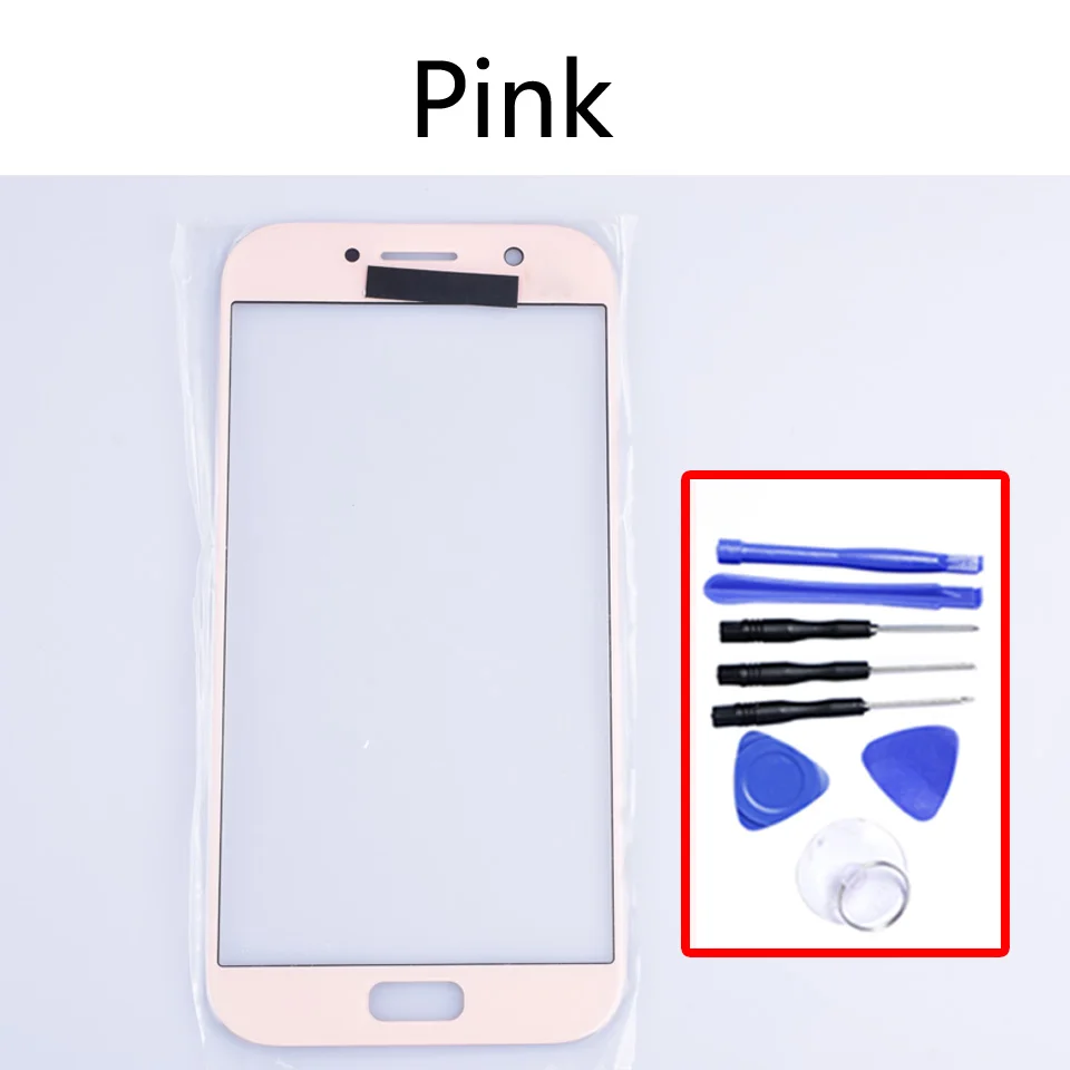 Pink-With tool A520 для Samsung Galaxy A5 A520 A520F SM-A520F SM-A520F/DS сенсорный экран Переднее внешнее стекло сенсорный экран Замена объектива 5,2" - Цвет: Pink-With tool