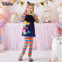 vikita spring autumn girls clothes sets long sleeve cotton girls t shirts rainbow pants 2pcs outfits children casual wear 3 8y