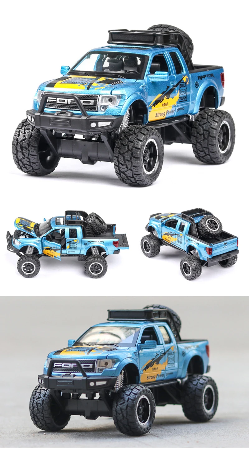 1:32, Ford Raptor F150, пикап, сплав, модель автомобиля, оттягивается, литая под давлением, Игрушечная машина, модель автомобиля, подарок, игрушки для детей, день рождения