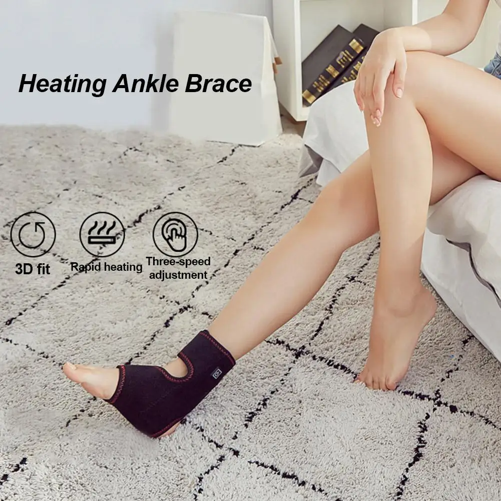 

1 Pair Heated Ankle Brace Wrap Support Hot Therapy Guard Adjustable Tourmaline Magnetic Therapy Ankle Brace Pain Relief Compress