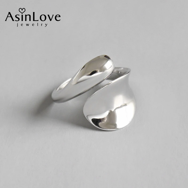 Женское Открытое кольцо с гладкой поверхностью AsinLove из серебра 100% пробы