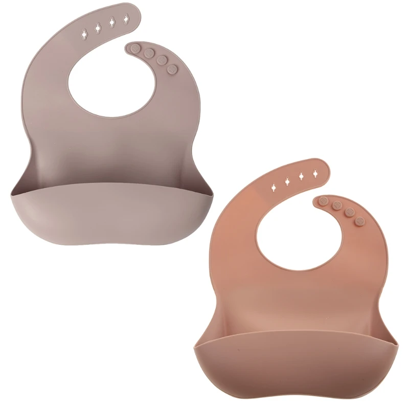 

Baby Soft Silicone Bib Infant Toddlers Solid Color Feeding Food Catcher Pocket Waterproof Saliva Dripping Apron 97BC