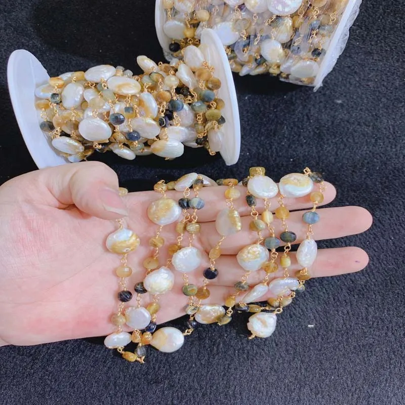 

Новое украшение для рукоделия, цепочка для бусин с жемчужинами ручной работы, яркость 18K, 5 м/комплект, 2020