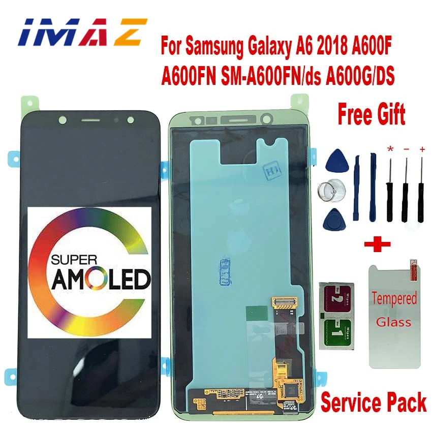 Оригинальный SUPER AMOLED ЖК-дисплей IMAZ для Samsung A6 2018 A600F A600FN ЖК-дисплей для Samsung A6 2018 дисплей сенсорный экран дигитайзер в сборе
