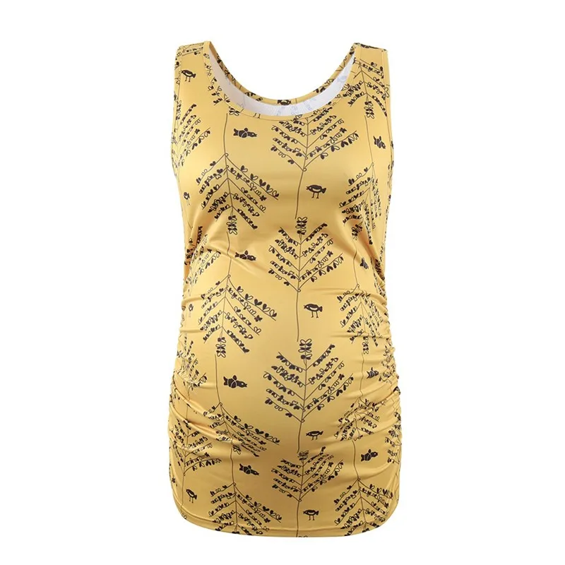 Женская одежда для беременных без рукавов футболки майки с боковыми рюшами мам