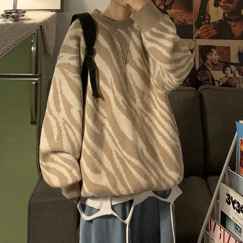 Мужской осенне-зимний свитер с круглым вырезом мужской свободный Модный