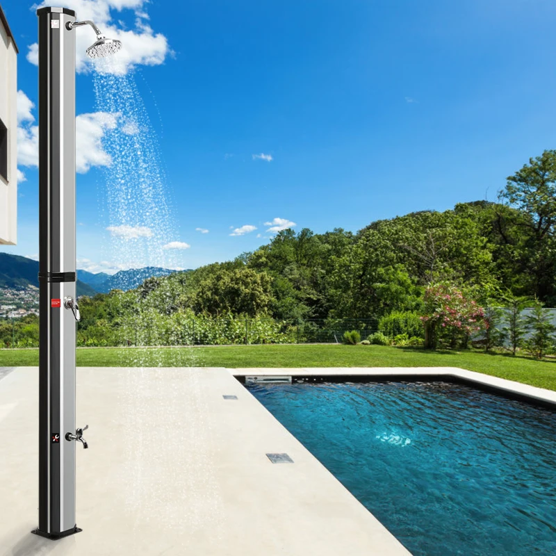 

Solar Shower Column Outdoor Floor Standing Shower Faucet Bathroom Shower System Waterfall Rain Fit For Garden Swimming Pool HWC