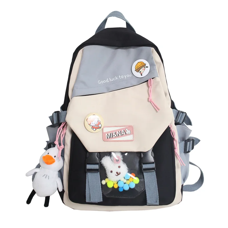 

Милый мультяшный цветной одинаковый значок большой емкости Повседневный холщовый рюкзак для девушек дизайнерские сумки для женщин Bolso Mujer ...