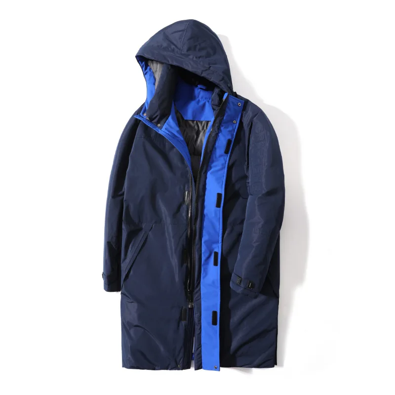 DM83075 dark blue Мужские зимние толстые теплые парки размера плюс 8XL, очень большое длинное пальто для больших и высоких мужчин, ветрозащитная ветровка с капюшоном, куртки - Цвет: DM83075 dark blue