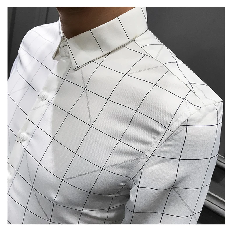 

Fashion Plaid Checkered Mens Dress Shirts Spring Autumn Slim Fit Long Sleeve Shirt Men Casual Formal Shirt Chemise Homme V327