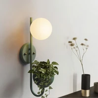 modern simple nordic creative wall lamp studio balcony bedroom warm bedside macaron ball lamp plant wall lamp