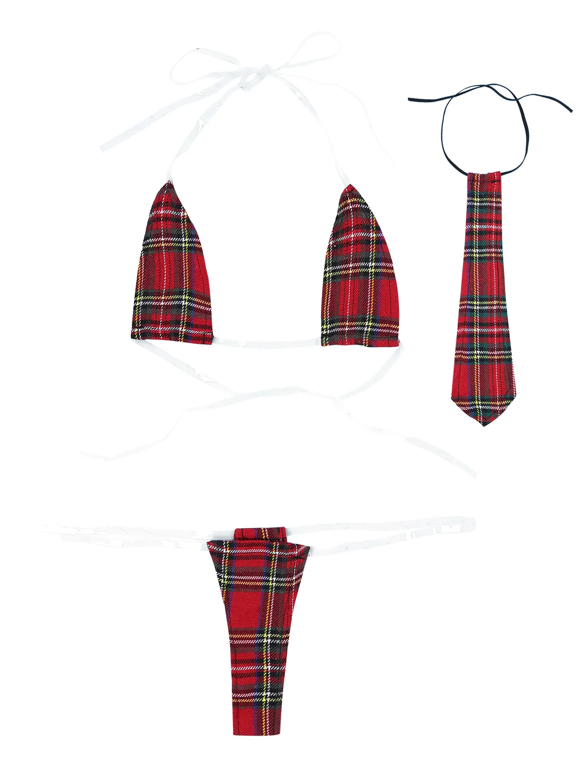 Женские сексуальные костюмы комплект бикини в клетку с лямкой на шее нижнее