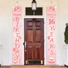Украшение для 16 дней рождения, розовое золото, 16 лет, воздушные шары-гирлянды