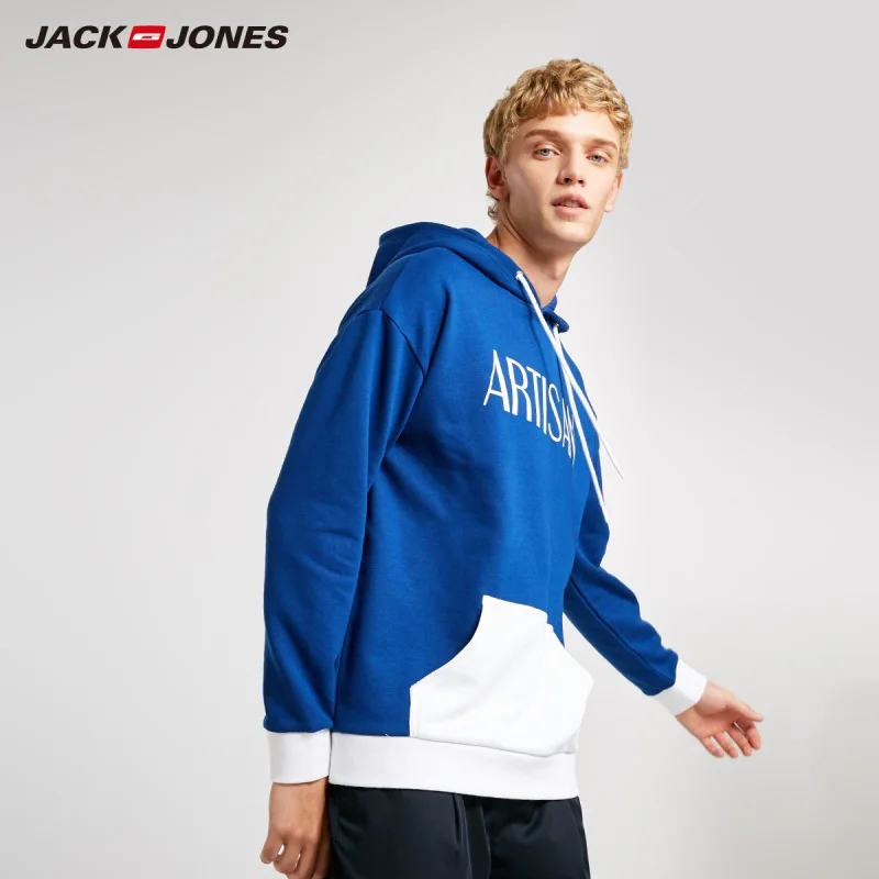 JackJones/Осенняя мужская трендовая цветная толстовка с капюшоном и буквенным
