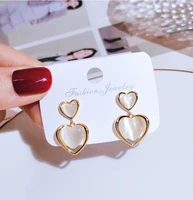 925 silver needle heart shaped cats eye stone earrings love pendant earrings earrings fashion new ear accessories women