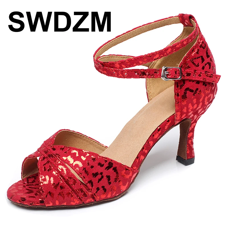 Блестящие туфли для бальных танцев SWDZM женщин и девушек летние сандалии танго