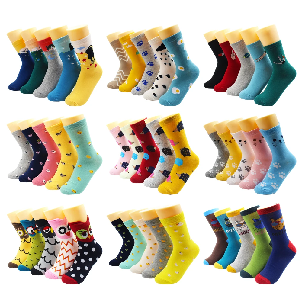 Calcetines de algodón con estampado de animales para mujer, calcetín Harajuku, Hip-Hop, moda