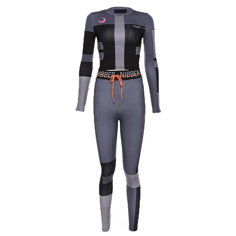 

Women Summer New Fashion Slim Tight Letter Print Crop Top Female High Street Brand Elastic Pants Ladies Street Style Suit ML890